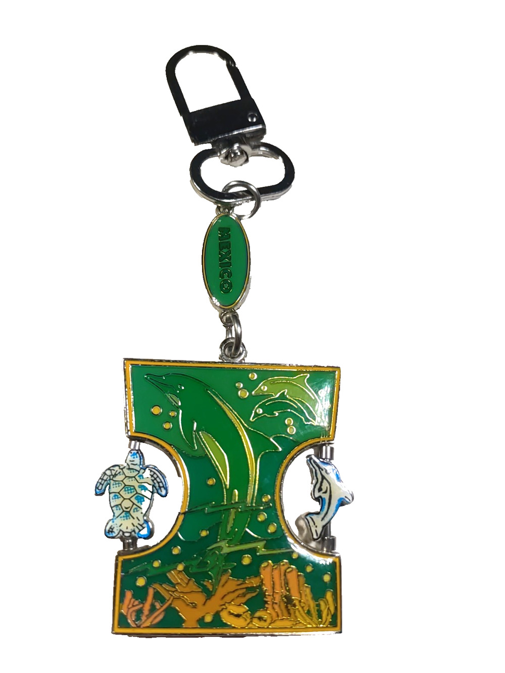 Mexico Keychain Souvenir Spinner Metal Dolphin Turtle